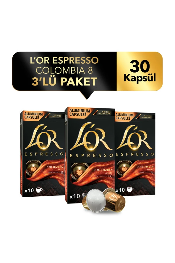 L'OR Espresso Origin Colombia 3'lü Fırsat Paketi 30 Kapsül ürün görseli 1