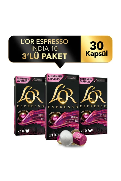 L'OR Espresso Origin India 3'lü Fırsat Paketi 30 Kapsül