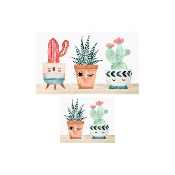 Diadora 2li Kaktüs Desen Banyo Paspas