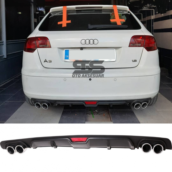 Audi A3 2003-2007 Difüzör Arka Tampon Eki 4 Egzoz Çıkışlı Siyah ürün görseli