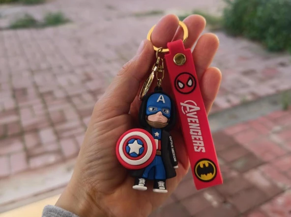 Anahtarlık Captain Amerika Marvel Silikon Anahtarlık Çanta Süsü Karakter Figür Oyuncak 15764 - Resim 2