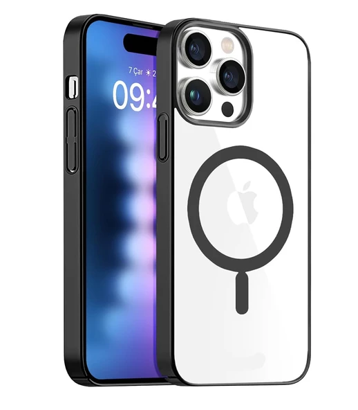 iPhone 14 Pro Max Kılıf Magsafe Özellikli Titanyum Seri Silikon Kapak - 2