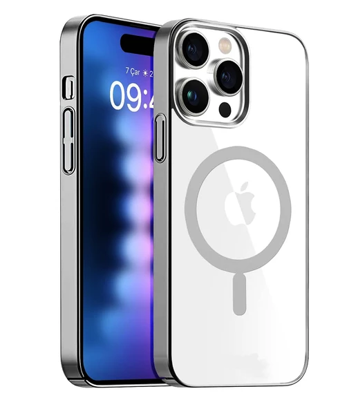 iPhone 14 Pro Max Kılıf Magsafe Özellikli Titanyum Seri Silikon Kapak - 7
