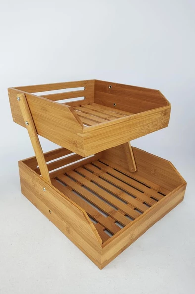 Digithome 2 Katlı Bambu Banyo ve Makyaj Organizer Düzenleyici Kahverengi – I/12 C1-1-289 - 4