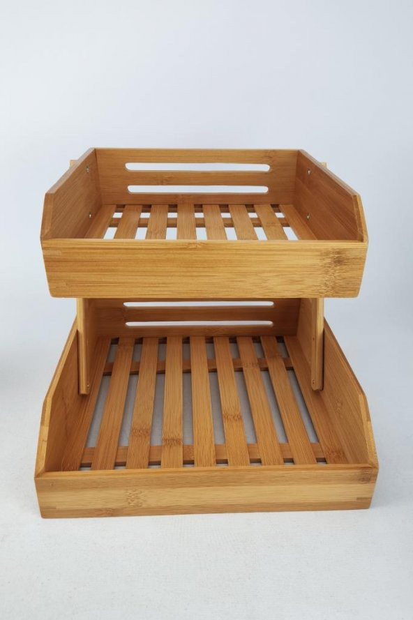 Digithome Bambu 2 Katlı Çok Amaçlı Saklama Kutusu Düzenleyici Organizer Meyvelik – I/12 C1-1-289 - 5