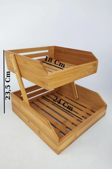 Digithome 2 Katlı Bambu Banyo ve Makyaj Organizer Düzenleyici Kahverengi – I/12 C1-1-289 - 6