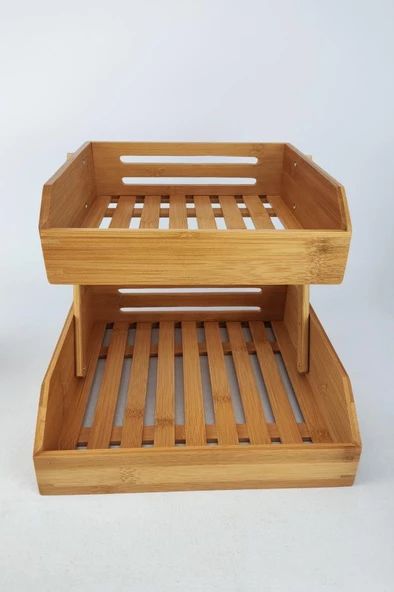 Digithome 2 Katlı Bambu Banyo ve Makyaj Organizer Düzenleyici Kahverengi – I/12 C1-1-289 - 5