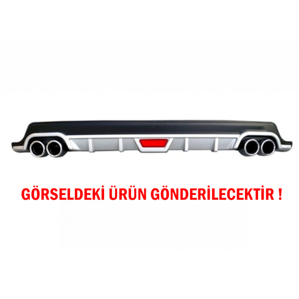 Renault Clio 4 Difüzör Arka Tampon Eki 4 Egzoz Çıkışlı Gri Tip - 2