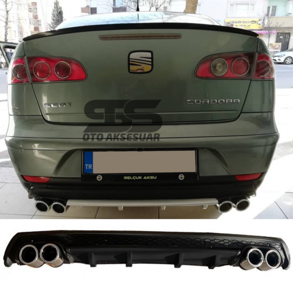 Seat Cordoba Difüzör Arka Tampon Eki 4 Egzoz Çıkışlı Siyah Lüx Tip ürün görseli