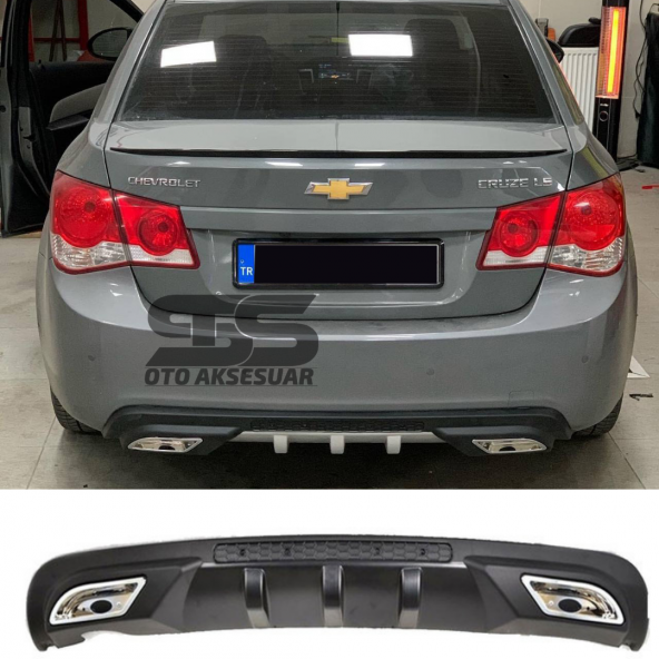 Chevrolet Cruze Difüzör Arka Tampon Eki 2 Egzoz Çıkışlı Siyah ürün görseli
