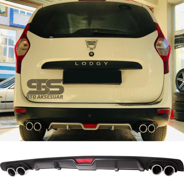 Dacia Lodgy Difüzör Arka Tampon Eki 4 Egzoz Çıkışlı Siyah ürün görseli