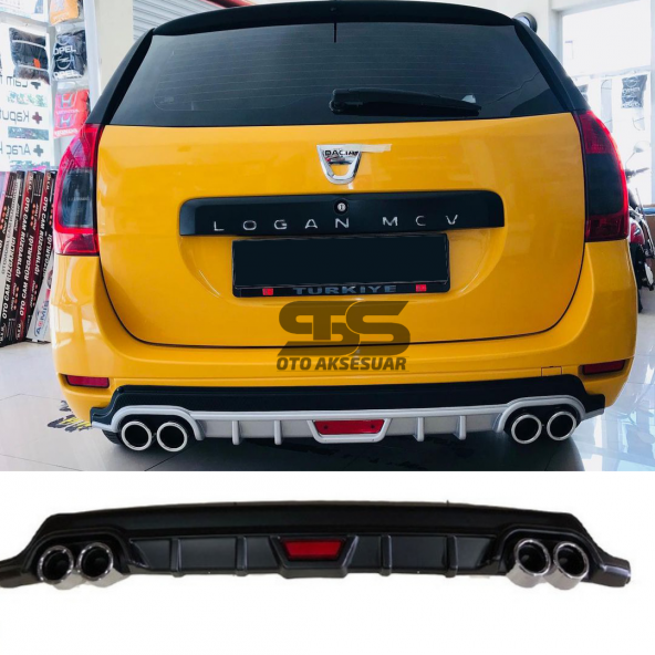 Dacia Logan Mcv Difüzör Arka Tampon Eki 4 Egzoz Çıkışlı Siyah Tip ürün görseli