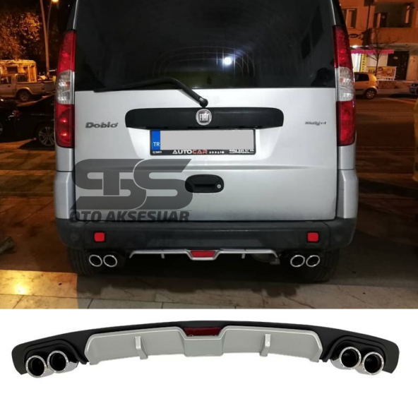 Fiat Doblo D2 Difüzör Arka Tampon Eki 4 Egzoz Çıkışlı Gri