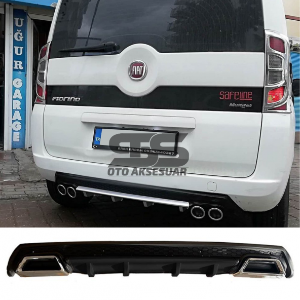Fiat Fiorino Difüzör Arka Tampon Eki 2 Egzoz Çıkışlı Siyah Lüx Tip