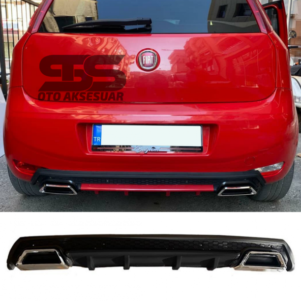 Fiat Punto Difüzör Arka Tampon Eki 2 Egzoz Çıkışlı Siyah Lüx Tip