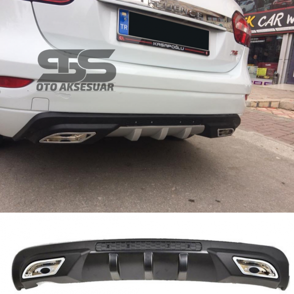 Renault Fluence Difüzör Arka Tampon Eki 2 Egzoz Çıkışlı Siyah - 2