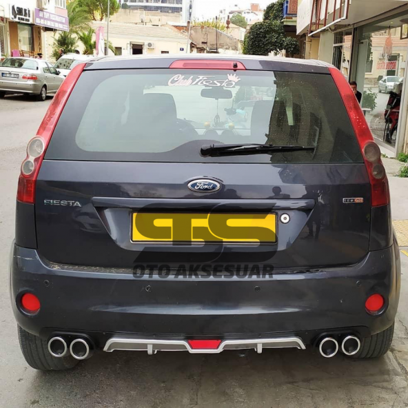 Ford Fiesta 2003-2008 Difüzör Arka Tampon Eki 4 Egzoz Çıkışlı Gri - Resim 2