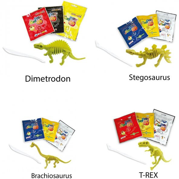 Jumping Clay Kendi Oyuncağını Kendin Yap Modelleme Oyun Hamuru Seti T-Rex - 3