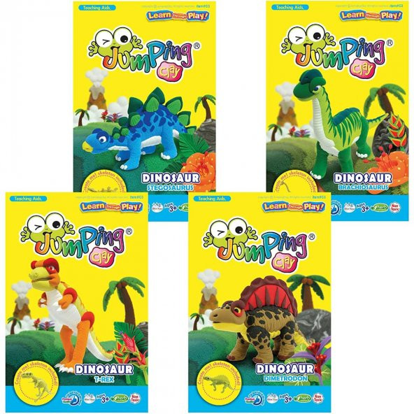 Jumping Clay Kendi Oyuncağını Kendin Yap Modelleme Oyun Hamuru Seti T-Rex - 5