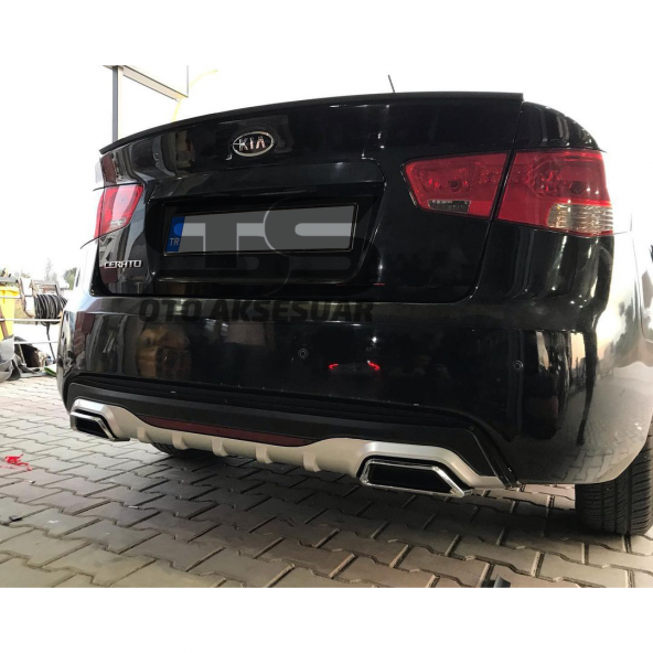 Kia Cerato Difüzör Arka Tampon Eki 2 Egzoz Çıkışlı Gri Reflektörlü - 4