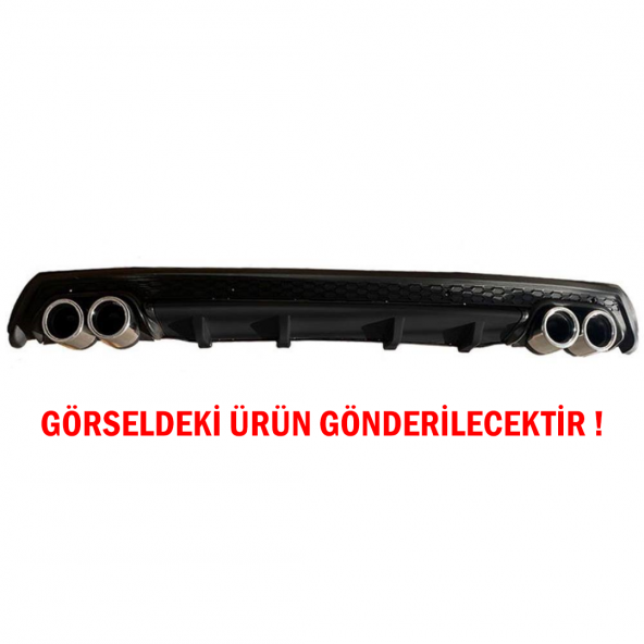 Renault Megane 4 Difüzör Arka Tampon Eki 4 Egzoz Çıkışlı Siyah Lüx Tip - 2