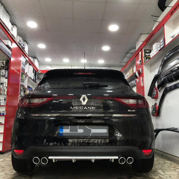Renault Megane 4 Difüzör Arka Tampon Eki 4 Egzoz Çıkışlı Gri Lüx Tip - 3