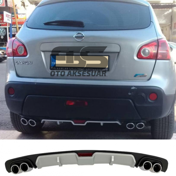 Nissan Qashqai Difüzör Arka Tampon Eki 4 Egzoz Çıkışlı Gri ürün görseli