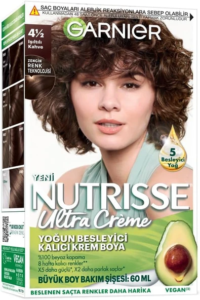 Garnier Nutrisse Yoğun Besleyici Kalıcı Krem Saç Boyası 4 1:2 Işıltılı Kahve