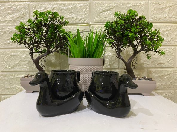 2 Kişilik Kuğu Kahve Fincan Takımı - Siyah Türk Kahvesi Fincan Takımı - 2