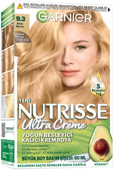 Garnier Nutrisse Yoğun Besleyici Kalıcı Krem Saç Boyası 9.3 Altın Sarısı