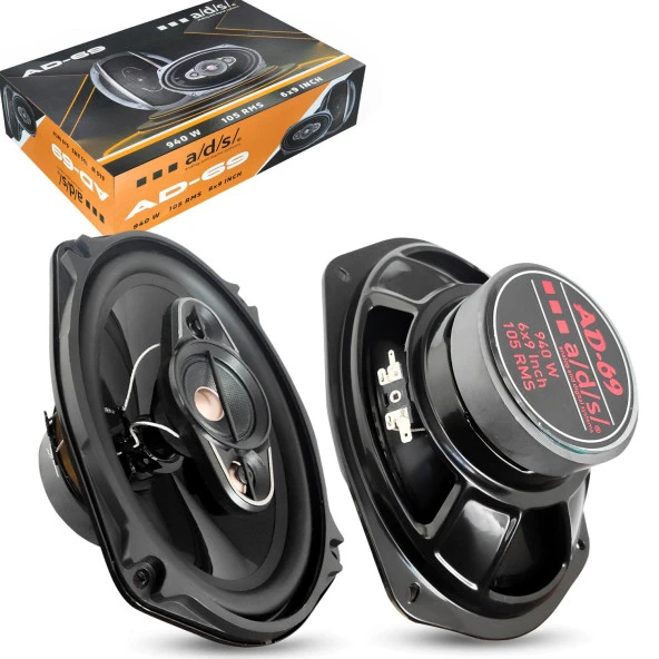 ADS AD-69 Oto Hoparlör Oval 6X9 İnç 940 Watt Tweeterli 2 Adet