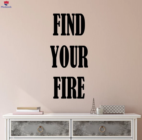 Ofis, Çalışma Odası Duvar Sticker Etiketler Motivasyon Alıntı Sözler Ateşinizi Bulun İlham Veren Mektuplar
