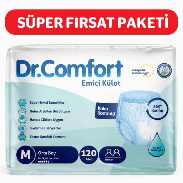 Dr. Comfort Dr.comfort Emici Külot Hasta Bezi Medium Beden - 4 Paket - (120 Adet)