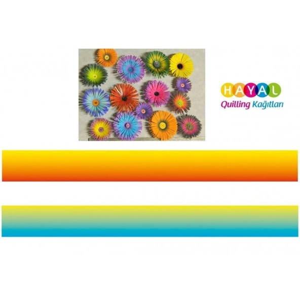 Mavi - Sarı / Kırmızı - Sarı Renk Geçişli Quilling Kağıdı