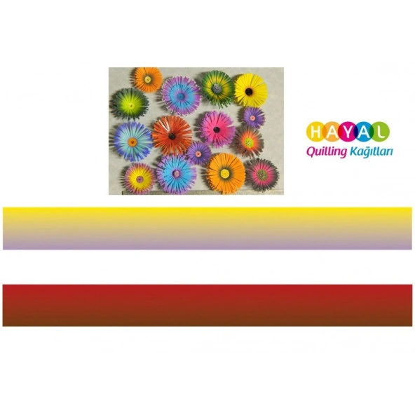 Sarı - Lila / Koyu Kırmızı - Kahverengi Renk Geçişli Quilling Kağıdı ürün görseli