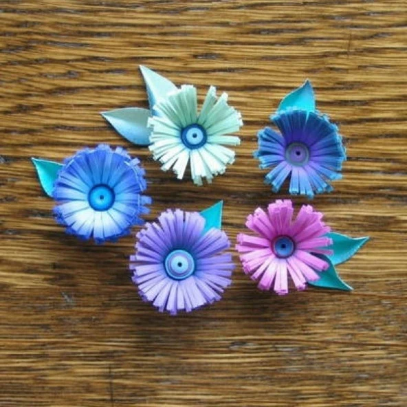 Mavi - Beyaz / Lacivert - Beyaz Renk Geçişli, Çizgili Quilling Kağıdı - 3