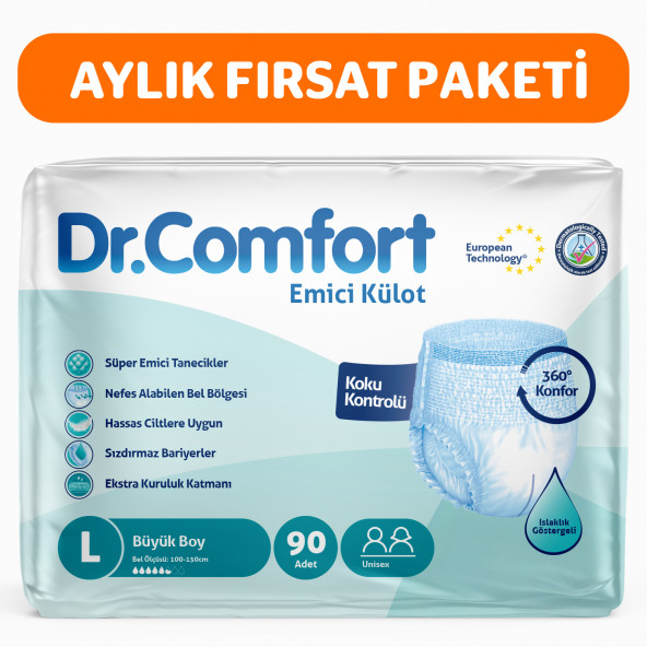 Dr. Comfort Yetişkin Emici Külot Large 30lu 3 Paket 90 Adet - 1