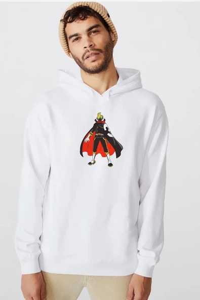 One Piece Anime Sanji Beyaz Erkek 3ip Kapşonlu  Sweatshirt