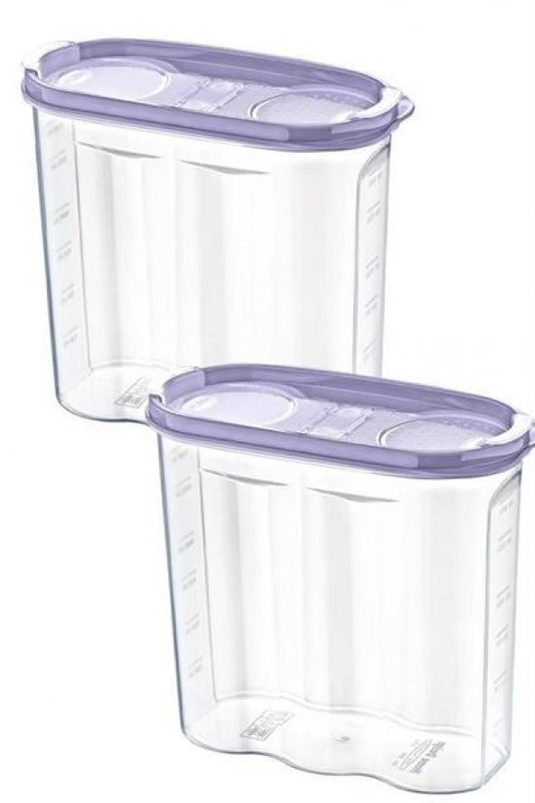 2 Kapaklı Ölçekli Erzak Kuru Gıda Saklama Kutusu Kabı - 1,7 Litre - SA935 - Resim 9