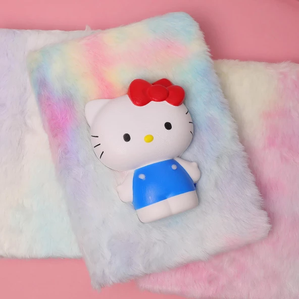 Hello lKitty Peluş  Squishy Defter Çizgili  Kalem Hediyeli
