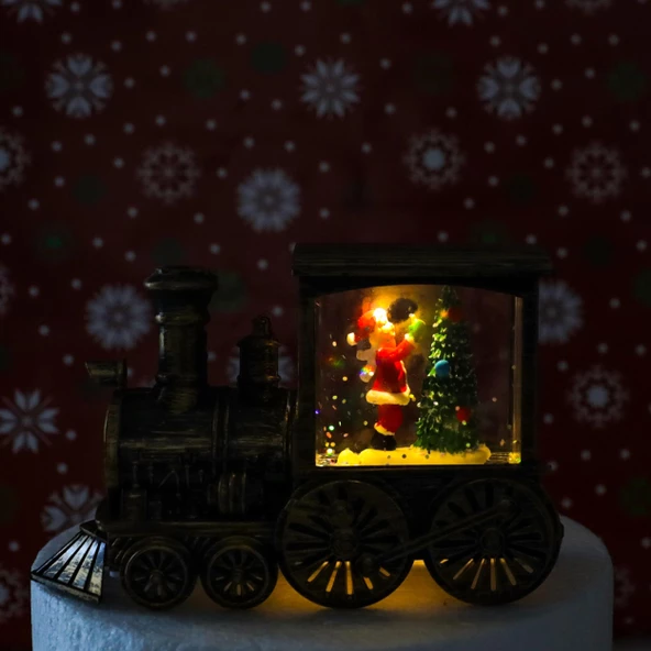 Neol Baba Treni Simli Sulu Led Işıklı Pilli Yılbaşı Hediyesi - 3