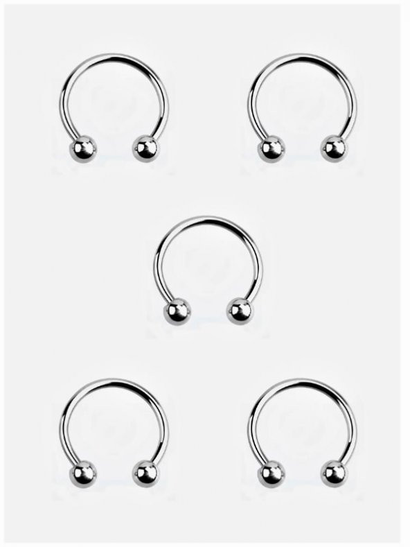 8 MM 5 li Set Septum Smiley Piercing (316 L Çeliktir) - 1