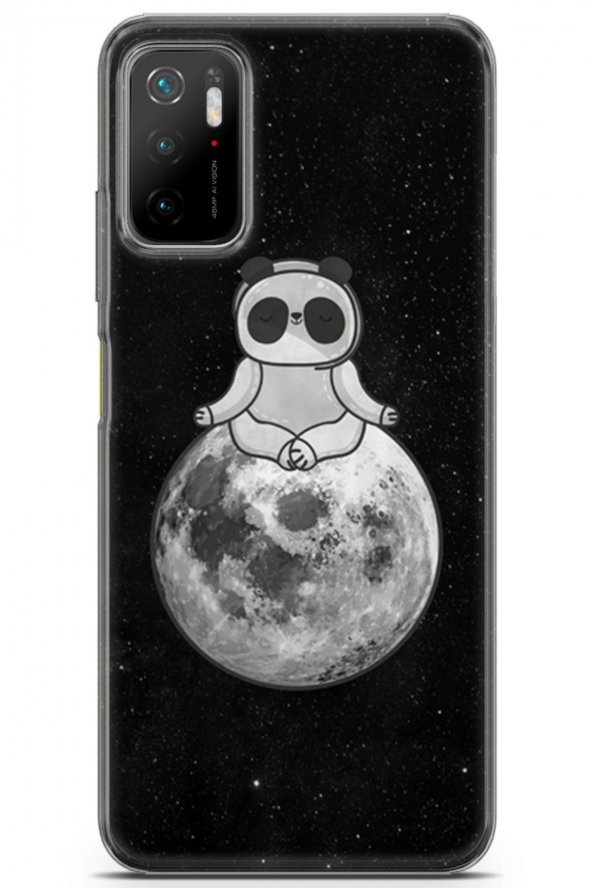Xiaomi Poco M3 Pro Kılıf Seri Moon 19 Meditasyon Panda Tam Koruma Kılıf Beyaz Siyah - 1