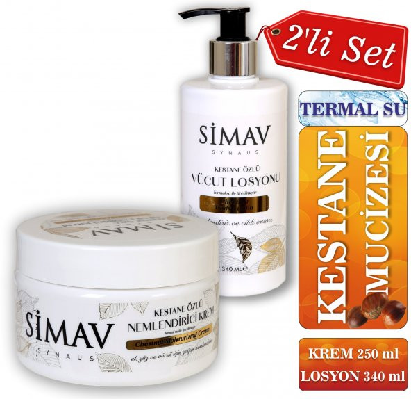 SİMAV Kestane Özlü ve Termal Sulu Cilt Bakım Seti 2li - Krem 250ml + Losyon 340ml