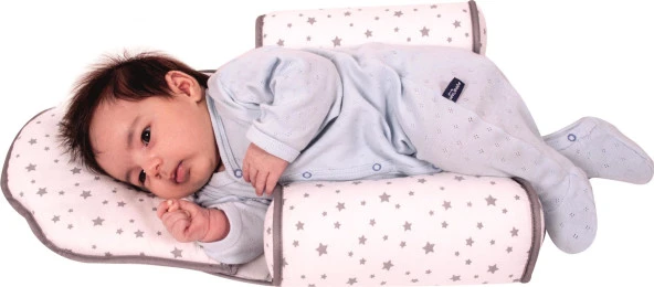Sevi Bebe Kafa Şekillendirici Yastık Yan Yatış Yastığı ART-33 Gri Yıldız