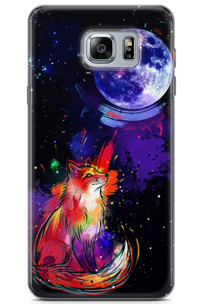 Samsung Galaxy Note 5 Kılıf Seri Moon 01 Kurt Ay Telefon Kılıfı Mor