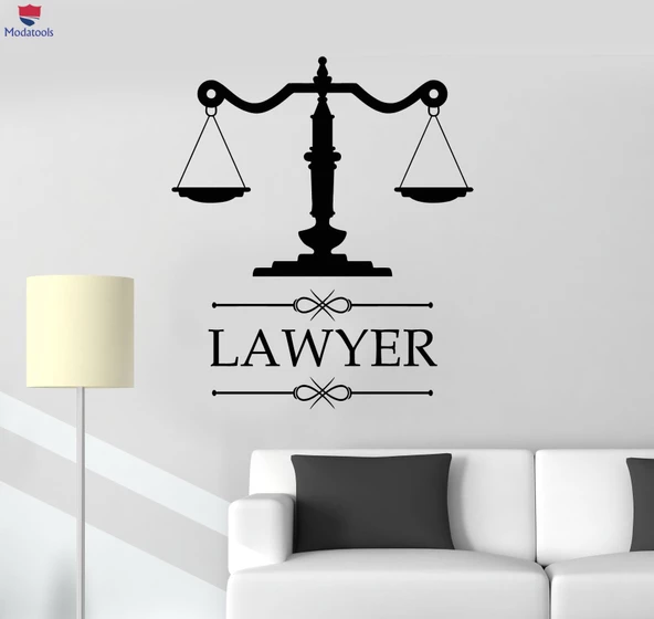 Ofis, Çalışma Odası Duvar Sticker Avukat Amblemi Hukuk Bürosu Adli Hizmet Merkezi Çıkartmaları Benzersiz Hediyelik