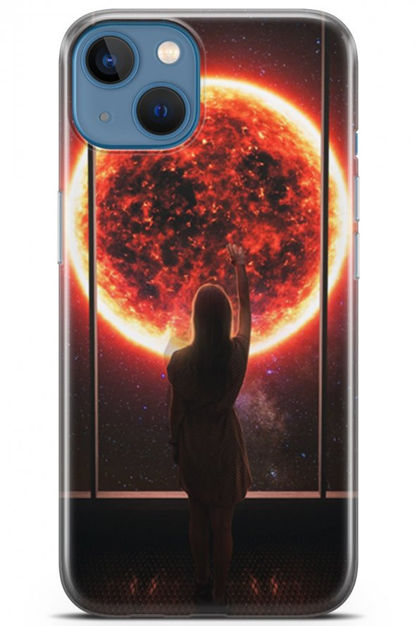 Apple iPhone 13 Kılıf Seri Moon 09 Güneş UV Kılıf Turuncu