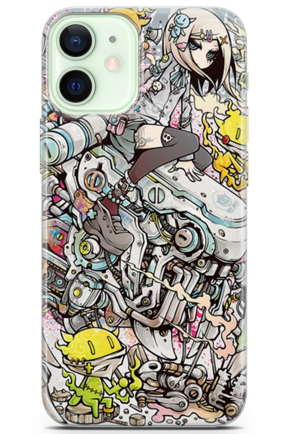 Apple iPhone 12 Kılıf Seri Anime 03 Kız Arka Kapak Mor - 1