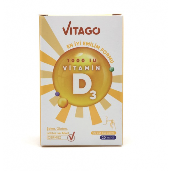 Vitago Daily Vitamin D3 1000 IU İçeren Sprey 20 ml